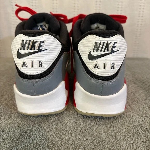 Nike Air Max 90 Black Bright Crimson Sneakers - Picture 4 of 7